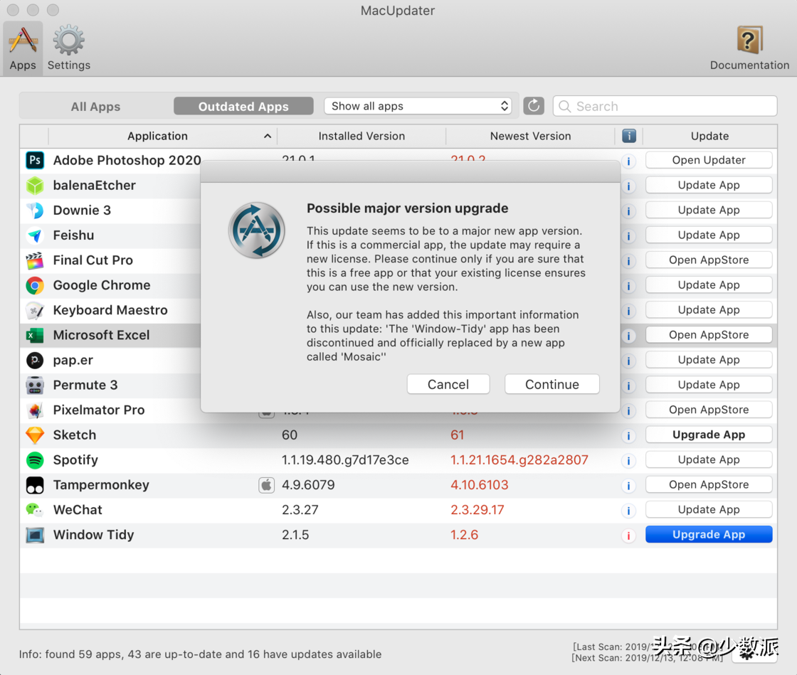 你在 Mac 上装的所有软件，都可以用它来更新