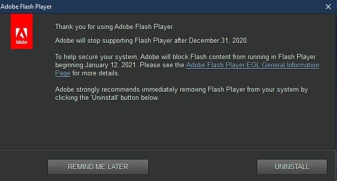 再见，Flash Player。 是时候卸载它了