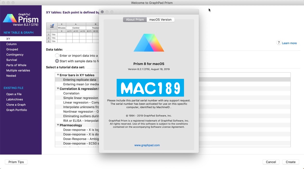 mac v8.2 的 Graphpad Prism 8